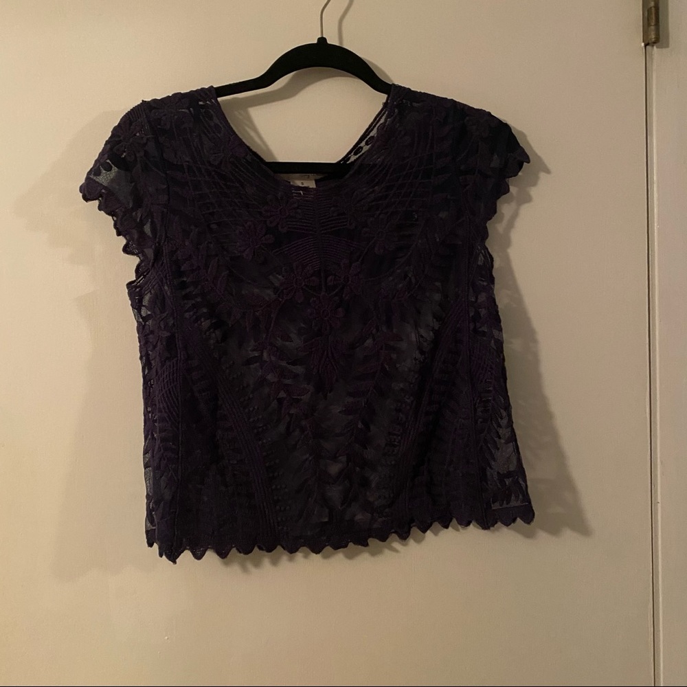Navy Blue Sheer Top